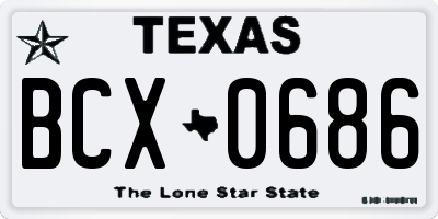 TX license plate BCX0686