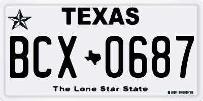 TX license plate BCX0687