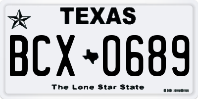 TX license plate BCX0689