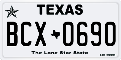 TX license plate BCX0690