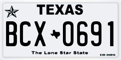 TX license plate BCX0691