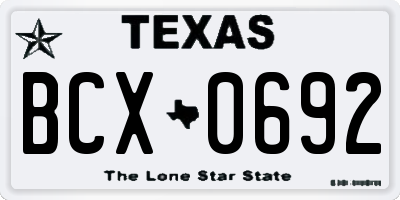 TX license plate BCX0692