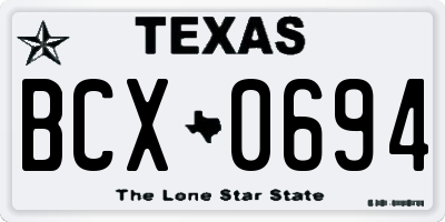 TX license plate BCX0694