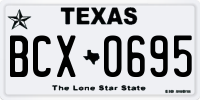 TX license plate BCX0695