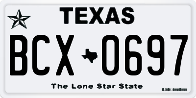 TX license plate BCX0697