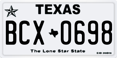 TX license plate BCX0698