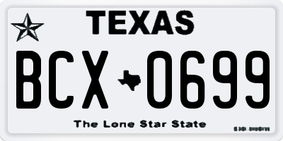 TX license plate BCX0699