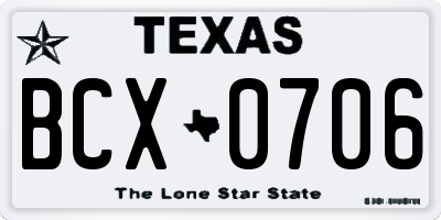 TX license plate BCX0706