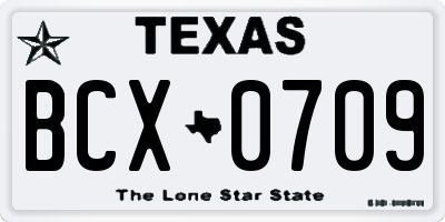 TX license plate BCX0709
