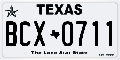 TX license plate BCX0711