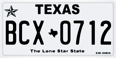 TX license plate BCX0712
