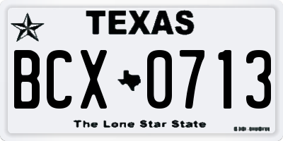TX license plate BCX0713