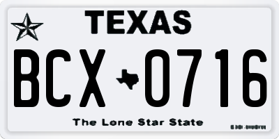 TX license plate BCX0716