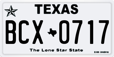 TX license plate BCX0717