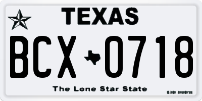 TX license plate BCX0718
