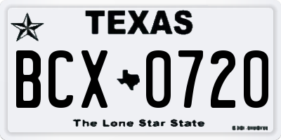 TX license plate BCX0720