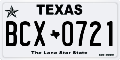 TX license plate BCX0721