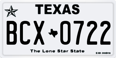 TX license plate BCX0722