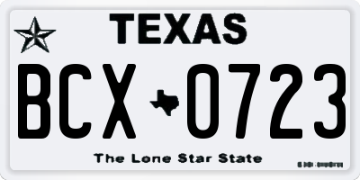 TX license plate BCX0723