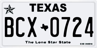 TX license plate BCX0724