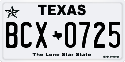 TX license plate BCX0725