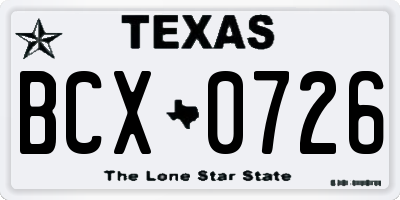 TX license plate BCX0726