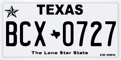 TX license plate BCX0727