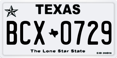 TX license plate BCX0729