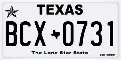 TX license plate BCX0731