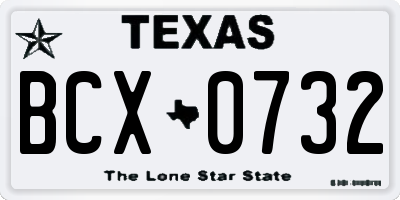 TX license plate BCX0732
