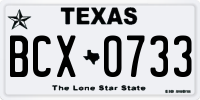 TX license plate BCX0733