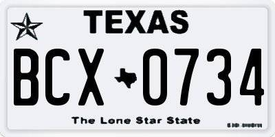 TX license plate BCX0734