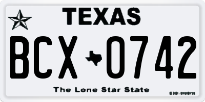 TX license plate BCX0742