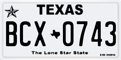 TX license plate BCX0743