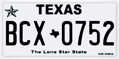 TX license plate BCX0752