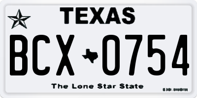 TX license plate BCX0754