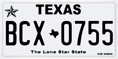 TX license plate BCX0755