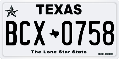 TX license plate BCX0758
