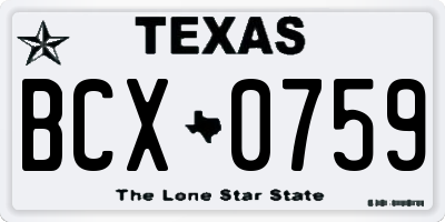 TX license plate BCX0759
