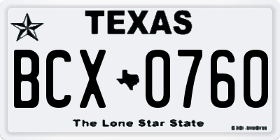 TX license plate BCX0760