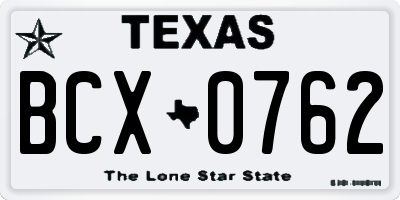 TX license plate BCX0762