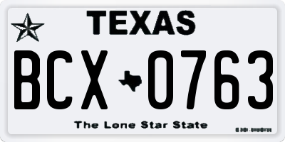 TX license plate BCX0763