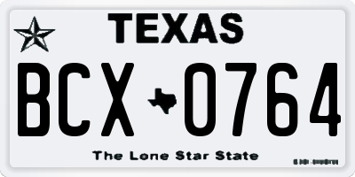 TX license plate BCX0764