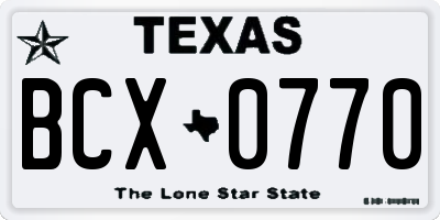 TX license plate BCX0770
