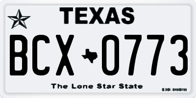 TX license plate BCX0773