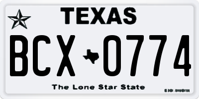 TX license plate BCX0774