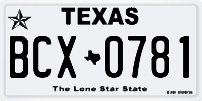 TX license plate BCX0781