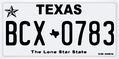 TX license plate BCX0783