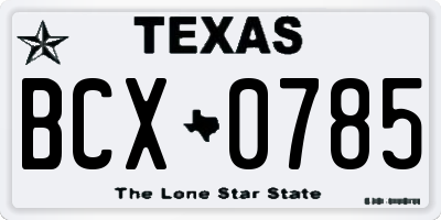 TX license plate BCX0785
