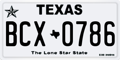 TX license plate BCX0786